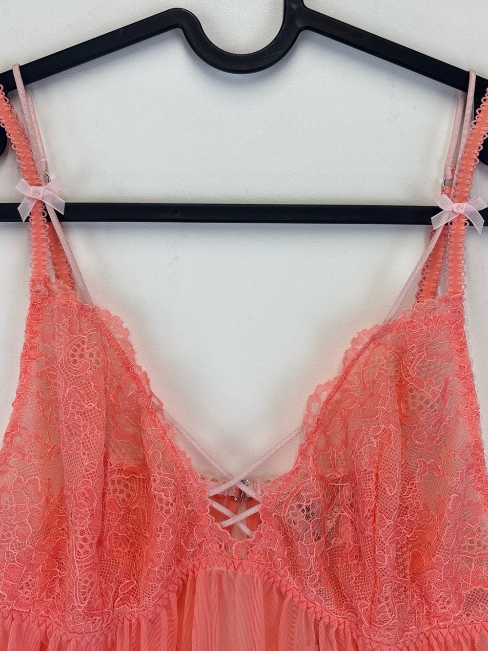NWT Victorias Secret orange coral lace babydoll slip dress with matching panties - Picture 2 of 8
